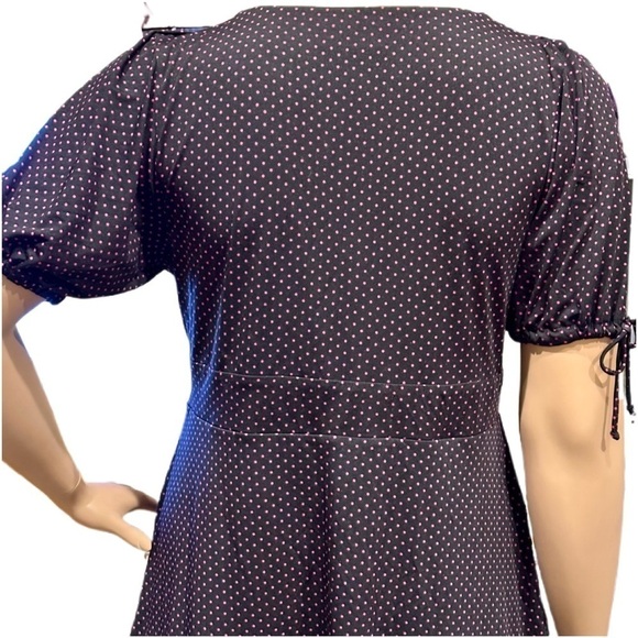 Igigi Polka Dot Dress Plus Size 18/20 Pink Dots on Black, Short Sleeves Country - Picture 5 of 15